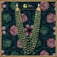 Emerald Beads Jewellery, Emerald Beads Mala, Pagadala Mala, Beads Indian Jewellery, Beads Jewellery Designs, Hindu Jewelry, Antique Gold Jewelry Indian