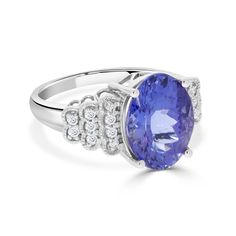 Tanzanite Ring, Tanzanite Gemstone, Ring Oval, Ring Style, White Gold Ring, Metal Color, Round Cut Diamond, Diamond Gemstone, White Gold Rings