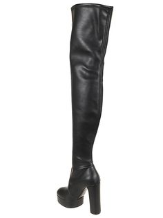 BETTY boot in stretch leather BY CASADEI. Round tip; upper knee height; chunky heel (12cm) with platform. High Cut Faux Leather Heeled Boots For Fall, Fall High Cut Faux Leather Heeled Boots, Fall High-cut Faux Leather Heeled Boots, Fitted Faux Leather Knee-high Platform Boots, High Cut Faux Leather Heeled Boots, Leather Knee-high Platform Boots With Sculpted Heel, Leather Thigh High Platform Heeled Boots, Leather High Cut Heeled Boots For Night Out, Leather High-cut Heeled Boots For Night Out