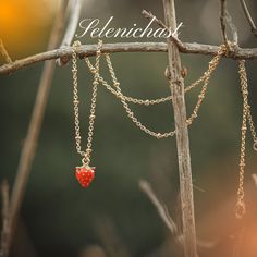 Strawberry Enamel Necklace Positive Mood, Enamel Necklaces, Necklace Simple, Summer Necklace, Fancy Jewelry, Fresh Strawberry, Simple Necklace, Metal Beads, Fresh Fruit