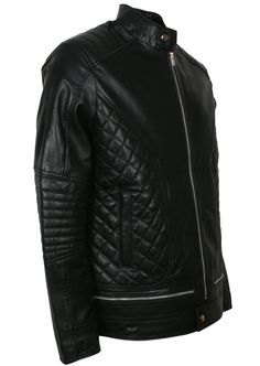 Men's Biker Black Real Leather Quilted Moto Jacket Men’s black quilted biker jacket is made with 100% genuine leather. This padded leather biker jacket features front zipped closure with modish zipper on right sleeve and 2 hand side pockets on front. Also includes premium viscose lining and padding on sleeves and shoulders for coverage and comfort. With stand button collar and stylish zipper along the waist, this belted leather jacket is professionally assured to help you bag some compliments wi Black Quilted Biker Leather Jacket, Black Quilted Biker Outerwear, Quilted Biker Leather Jacket For Winter, Black Quilted Leather Biker Jacket, Quilted Leather Biker Jacket, Quilted Leather Jacket, Black Biker Jacket, Biker Leather, Leather Biker Jacket