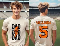 This custom basketball dad shirt is a comfortable and stylish t-shirt designed for proud dad's of basketball players. This shirt is perfect for wearing to games, practices, or any casual occasion. Overall, this shirt is a must-have for any dad who wants to show his support for his child's love of the game, while still looking stylish and comfortable. ---------------------------------------------------------------------------- { S H I R T / D E T A I L S } Our Unisex Short sleeved Shirts are Made of pre-shrunk 100% cotton Please see images for sizing details. Please measure your current shirts that fit well and match up to our size charts for a better idea on sizing for you. ---------------------------------------------------------------------------- { K E E P / S H O P P I N G } https://ww Basketball Dad Shirt Ideas, Sports Tops With Team Name For Father's Day, Sporty T-shirt For Sports Events And Father's Day, Father's Day Sports Event T-shirt With Name Print, Basketball Tees, Kids Game, Basketball Gifts, Custom Basketball, Basketball Shirts