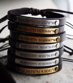 Adjustable/ Coordinates Gifts, Men Coordinate Bracelet, Leather Coordinate Bracelet, Coordinate Jewelry, Duck Hunting, Personalized Bracelet - Etsy Coordinates Gifts, Bracelets For Couples, Coordinates Gift, Coordinates Jewelry, Girlfriend Anniversary Gifts, Coordinates Bracelet, Best Boyfriend Gifts, Leather Anniversary Gift, Handstamped Bracelet