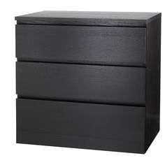 a black wooden dresser with two drawers