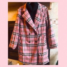 Stop The Presses Luxury Davi & Dani Steal! Purple-Mauve Plaid (W Hints Of Green, Mustard Gold, White/Ivory, & Black) Gorgeous Peacoat! *Please Pay Attention To Sizing: Sized As A 2x. Fits L For An Oversized Fit, Xl/1x For A Relaxed Fit, 2x, For A Fitted Look (Women Of All Three Of Those Sizes Tried It On And It Looked Great On Each). Pink Blazer With Lapel Collar For Winter, Pink Long Coat With Pockets, Pink Fall Blazer With Lapel Collar, Fall Pink Blazer With Lapel Collar, Pink Lapel Collar Blazer For Fall, Pink Double-breasted Blazer For Winter, Pink Double-breasted Outerwear, Pink Fall Blazer With Pockets, Pink Blazer With Pockets For Fall