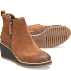 Emeline | Sofft Shoe Sofft Boots, Sofft Shoes, Suede Fashion, Havana Brown, Wet Weather, Suede Booties, Boot Shop, Sandals Summer, Brown Suede