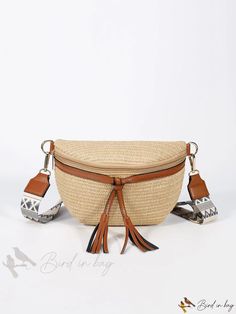 Bird in Bag - Decorative Straw Bag Fashionable Adjustable Strap Fanny Pack Casual Cream Straw Bag With Removable Pouch, Casual Tote Belt Bag With Adjustable Strap, Casual Beige Crossbody Belt Bag, Casual Tote Belt Bag With Removable Pouch, Casual Beige Pouch Beach Bag, Casual Brown Pouch Belt Bag, Casual Beige Belt Bag Shaped As Shoulder Bag, Casual Beige Belt Bag With Large Capacity, Casual Beige Belt Bag As Shoulder Bag