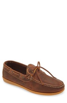 This comfort-focused boat shoe is outfitted with a foam-cushioned footbed lined in breathable leather. Lace-up style Cushioned footbed with arch support Leather upper and lining/synthetic sole Handmade in the USA Casual Boat Shoes With Rubber Sole And Moc Toe, Casual Boat Shoes With Rubber Sole, Brown Low-top Boat Shoes, Comfortable Leather Boat Shoes With Rubber Sole, Outdoor Low-top Moccasins With Rubber Sole, Casual Slip-on Boat Shoes For Outdoor, Brown Casual Boat Shoes For Outdoor, Casual Brown Boat Shoes For Outdoor, Casual Brown Moc Toe Boat Shoes