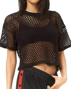 PRICES MAY VARY. Mesh fabric: 100% polyester.Lightweight and Breathable. Class fishnet top:drop shoulder and sexy see through/hollow out design. Short/Long sleeve T-shirt or long dress version at your choice. Please see the size detail on picture. Package content: 1 * top (bra not included) by CLOZOZ
 Choose your new outfit to get A NEW YOU STYLE!
 Hope you will like our tops collections，thanks:) 1990 Style, Look Grunge, Fishnet Top, Mesh Tops, T Shirt Crop Top, Mesh T Shirt, Mesh Shirt, Sport Top, Cropped Tops