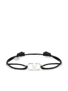 Black cotton VLogo Signature cord bracelet from VALENTINO featuring VLogo Signature, silver-tone hardware, cord band and adjustable sliding fastening. Valentino Bracelet, Mens Designer Shoes, Bracelet Men, Mens Leather Bracelet, Cord Bracelet, Cord Bracelets, Jewelry Inspo, Luxury Accessories, Bracelet Designs