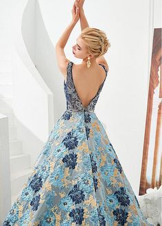 Tulle V-neck A-line Floral Formal & Evening Dress with Beading – Sassymyprom Prom Plus Size, Debutante Dresses, Dress With Floral Embroidery, Embroidery Skirt, A Line Evening Dress, Floor Length Prom Dresses, Modest Bridesmaid Dresses, Blue Dress Formal, Prom Dresses Sleeveless