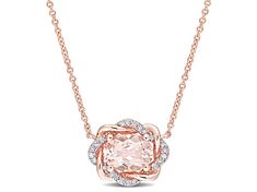 1.14ctw Morganite And 0.10ctw Diamond 10k Rose Gold Necklace Rose Gold Necklace, Morganite, Gold Necklace, Rose Gold, Gold