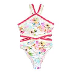 Juicy Couture Side Cut Floral Print Monokini Novelty Elastic One Piece Swimsuit In Pink Floral. Size Medium. New With Tags & Sanitary Sticker. Fully Lined. Light Removable Padding. Novelty Elastic Hemming Keeps Suit In Place. Side Cuts, Monokini, Juicy Couture, Womens Swim, One Piece Swimsuit, Pink Floral, Floral Print, Floral Prints, One Piece