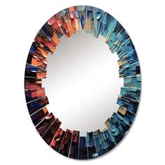 a circular mirror with many different colors on it