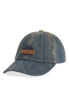 Give a nod to the beloved Scandi brand in this paneled denim cap fronted with a rubberized logo. Adjustable back strap 100% cotton Dry clean Imported Casual Baseball Cap With Leather Patch, Casual Denim Baseball Cap With Curved Visor, Denim Baseball Cap, Denim Cap, Back Strap, Baseball Cap, Acne Studios, Dark Blue, Dry Clean