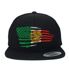 PRICES MAY VARY. Yupoong Classic 6089M/MT snapback with USA and MEXICO flag combination, Embroidered design High Quality Premuim Classic Snapback 80% Acrylic / 20% Wool, One Size Fits All Classic shape. Premium wool blend. Matching plastic snap. Hard buckram. Classic green undervisor. High quality Yupoong 6089 MT brand Snapback with USA and MEXICO flag combination design embroidered on the front. Patriotic Snapback Hat With Flat Brim, Embroidered Black Snapback Hat With Flat Brim, Mexican American Flag, Patriotic Black Snapback Trucker Hat, Custom Baseball Hats, Black Six-panel Snapback Hat With Embroidered Logo, Black 5-panel Snapback Hat With Embroidered Logo, Mexico Flag, Flag Hat