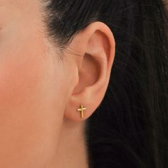 Gold Cross Stud Earrings embody the perfect mix of faith and style. With their carefully crafted delicate cross design, they radiate elegance and spirituality, making them a significant accessory for any occasion. PRODUCT DETAILS: Material: 14K Solid Gold Location: Earlobe Closure: Push Back Style: Minimalist Elegant Cross Pendant Earrings, Elegant Hypoallergenic Cross-shaped Earrings, Elegant Hypoallergenic Cross Earrings, Yellow Gold Cross Earrings For Pierced Ears, 14k Gold Cross Earrings, Street Style Necklace, Cross Stud Earrings, Cross Earrings Studs, Zodiac Necklaces