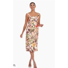 Measures Approx 21” Pit To Pit And Is Approx 17-1/2” Across The Waist. Dress Is 43-1/2” Long. Apricot Sleeveless Midi Dress For Party, Spring Evening Dress In Apricot, Sleeveless Peach Midi Dress For Garden Party, Orange Formal Dress For Spring, Peach Sleeveless Midi Dress With Floral Print, Apricot Sleeveless Evening Dress, Sleeveless Peach Midi Dress With Floral Print, Peach Sleeveless Midi Dress For Evening, Apricot Knee-length Party Dress