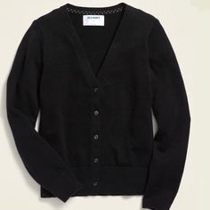 New With Tags! Size Girls Xxl Winter School Black Sweater, Black Winter Sweater For School, Black Fall Sweater For School, Fall School Cotton Cardigan, Black Tops For School In Fall, Classic Fall Tops For School, Black Cotton Cardigan For Work, Navy Uniform, Girls Cardigan Sweater