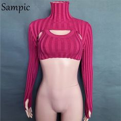 Brand Name: SampicPattern Type: stripedClothing Length: ShortMaterial: CottonCollar: TurtleneckOrigin: CN(Origin)Season: WinterDecoration: Hollow OutSleeve Length(cm): FullSleeve Style: RegularThickness: STANDARDStyle: Sexy ClubPattern: SLIMAge: Ages 18-35 Years OldGender: WOMENYarn Thickness: Regular yarn Hollow Out Sweater, Crop Top Autumn, Turtle Neck Crop Top, Gilet Costume, Long Sleeve Tank Top, Winter Pullover, High Neck Long Sleeve, Long Sleeve Turtleneck, Knit Crop Top