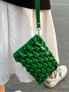 Bird in Bag - Ruched Handbag Casual Clutch Shoulder Bag With Braided Handles, Green Casual Party Bag, Casual Square Shoulder Bag For Party, Casual Spring Party Shoulder Bag, Spring Casual Party Shoulder Bag, Casual Clutch With Removable Pouch, Casual Party Pouch Bag, Casual Spring Party Bags, Casual Green Bags For Day Out