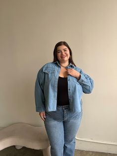 Enjoy a classic with the new Plus Size Oversized Denim Shirt. Made out of denim for a timeless look, this oversized shirt is detailed with two pockets to give it an effortless and timeless appeal. Perfect for casual days and stylish nights, this is definitely a must-have item! This soft denim top features buttons down the front, a folded-down collar, two breast pockets, long sleeves, and a full-length. The material is a super soft denim. This top is made out of 100% Cotton. Imported. Hand wash c Oversized Medium Wash Shirt For Fall, Casual Medium Wash Collared Shacket, Medium Wash Relaxed Fit Shacket For Everyday, Casual Collared Medium Wash Shacket, Everyday Relaxed Fit Medium Wash Shacket, Oversized Denim Button-up Tops, Everyday Medium Wash Relaxed Fit Shacket, Blue Relaxed Fit Shacket For Everyday, Casual Denim Blue Shacket With Relaxed Fit