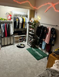 a closet with clothes and other items in it