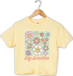 Hey Sunshine, Sunshine Flowers, Cropped Graphic Tees, Graphic Tee, Graphic Tees, Butter, Relaxed Fit, Flowers