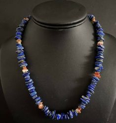 Sterling Silver Lapis Spiny Oyster Bead Necklace. 18 inch African Accessories, Sterling Silver Bead Bracelet, Turquoise Bead Necklaces, Silver Bead Bracelet, Spiny Oyster, Southwestern Style, Beaded Necklaces, Jewelry Projects, Sterling Silver Bead