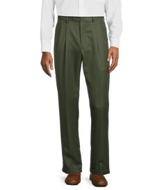 From Roundtree & Yorke, these dress pants feature:Performance microfiber fabricDouble PleatedZip fly with extended tab closureClassic fitapprox. 18" leg openingapprox 1.25" cuff widthWrinkle-resistant, with crease retentionFade, Shrink, and Pill Resistantultimate comfort stretch waist provides comfortable freedom of movementevaporative cooling releases heat and moistureNon-ironTekfit stretch waistband expands up to 2 Formal Green Tapered Leg Dress Pants, Green Formal Dress Pants With Tapered Leg, Green Tapered Leg Dress Pants For Formal Occasions, Tailored Full-length Green Bottoms, Green Tapered Leg Formal Bottoms, Semi-formal Spring Bottoms With Flat Front, Formal Full-length Green Dress Pants, Green Full-length Dress Pants For Formal Occasions, Formal Full Length Green Dress Pants