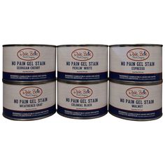 four canisters of no pain gel stain