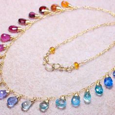 Rainbow Gemstone Necklace Colorful Stone Necklace Precious Gemstone Necklace Multi Stone Drop Necklace Rainbow Necklace Sapphire Necklace (30763 - 5) Elegant Rainbow Pendant Necklaces, Multicolor Briolette Gemstones For Gifts, Multicolor Briolette Gemstones As A Gift, Rainbow Multi-stone Pendant Jewelry, Rainbow Multi-stone Jewelry For Jewelry Making, Rainbow Multi-stone Necklace In Fine Jewelry Style, Multicolor Gemstone Pendant Necklace, Rainbow Gemstone Pendant Jewelry, Rainbow Gemstone Pendant Necklace