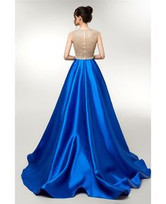 Buy Beautiful Sleeveless Royal Blue Formal Gown With Sweep Train at affordable price online. Free shipping and pro custom service since 2009. Blue Sleeveless Gown For Banquet, Blue Sleeveless Dress For Prom, Elegant Blue Sleeveless Dress For Wedding, Blue Sleeveless Dress For Prom Season, Royal Blue Sleeveless Satin Dress, Blue Satin Gown With Sweep Train, Royal Blue Sleeveless Dress For Banquet, Royal Blue Sleeveless Satin Evening Dress, Royal Blue Sleeveless Banquet Dress