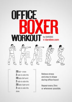 the poster shows how to do an office boxer workout