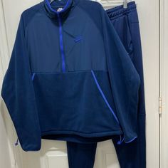 Nike Sportswear Nsw N98 Sherpa Heritage Tribute Sweatsuit Warmup Track Suit 1/2 Zip Pullover Fleece W Kangaroo Pocket And Joggers W 2 Front Pockets, 1 Rear Pocket W Snap Button Closure, And 1 Large Vertical Zip Hip Pocket. Euc 9/10, Only Normal Signs Of Wear, No Holes Rip Tares Stains. Sweatsuits For Men Nike, Blue Fleece Activewear For Loungewear, Blue Fleece Tracksuit For Loungewear, Functional Winter Jogging Tracksuit, Functional Winter Tracksuit For Jogging, Blue Winter Activewear With Pockets, Winter Blue Activewear With Pockets, Blue Winter Activewear For Loungewear, Blue Sports Tracksuit With Pockets