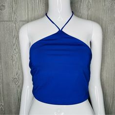 Nwt Princess Polly Nield Top Blue Halter Strap Style 6 Summer Top Beach Nightout Solid Color Summer Halter Top For Night Out, Blue Stretch Tank Top For Party, Solid Halter Top For Summer Night Out, Summer Date Night Cami Halter Top, Summer Blue Halter Top For Day Out, Blue Fitted Cami Halter Top, Blue Fitted Halter Top Cami, Fitted Blue Halter Top Cami, Fitted Blue Halter Cami Top