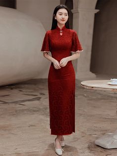 ⭐⭐ Free Shipment to Worldwide! Handmade Lace Gown Dress for Brides. ⭐⭐ This Red Dress can be custom size according to your measurement. Please send us your Shoulder Width/ Bust/Waist/Hip/ Dress Length for size customization. And your height; We have Color in White: Please refer to: https://www.etsy.com/listing/1051918905/custom-size-able-china-white-wedding?ref=listings_manager_grid 1. This Red Cheongsam/ Qipao is made for occasions as : ⭐ Perfect for Brides who wants a Traditional wedding cerem Red Cheongsam Wedding, Long Red Cheongsam For Wedding, Red Short Sleeve Cheongsam For Wedding, Red Long Sleeve Cheongsam For Wedding, Red Cheongsam, Elegant Red Cheongsam, Wedding Cheongsam, Wedding Qipao, Modern Cheongsam