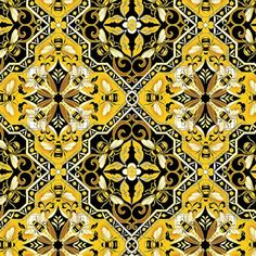 an ornate yellow and black pattern