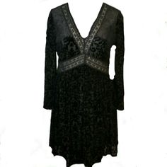 Questions? Leave A Comment Below! Gothic V-neck Dress For Fall, Gothic V-neck Dress For Night Out, Elegant Winter Dresses With Lace Trim, Black Lace Trim Dress For Winter, Black Lace Trim Winter Dress, Black Lace Trim Dress For Fall, Black Bohemian Dress For Winter, Gothic Dress For Date Night In Fall, Gothic Dress For Fall Date Night