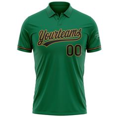 a green and gold baseball jersey with the words yourteans on it's chest