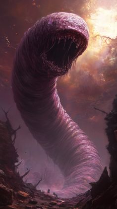 a giant purple creature with its mouth open