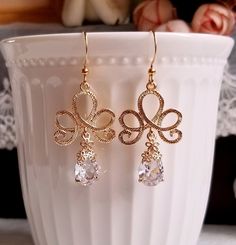 Bridesmaid Gifts Earrings, Gold Chandelier Earrings, Blue Crystal Earrings, Earrings Classic, Gold Bridal Earrings, Lace Earrings, Earrings Bridesmaid, Filigree Earrings, Gold Chandelier