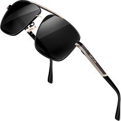 PRICES MAY VARY. Metal frame fashion novelty: Classic rectangular men's sunglasses with Polarized lenses, perfect for outdoor activities such as walking, driving, shopping, travelling, fishing, photography as well as a fashion accessory and daily wear all year round. Polarized Lens: UV400 protective coating blocks harmful UVA and UVB rays. Polarized sunglasses reduce glare reflected from roads, water, snow and other horizontal surfaces, restore true colour, eliminate reflected light and scattere High Fashion Accessories, Sunglasses Polarized, Pilot Sunglasses, Sunglasses Men, Microfiber Cleaning Cloths, Cool Sunglasses, Rectangular Sunglasses, Color Lenses, Style Classique