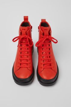 Camper Boots, Red Ankle Boots, Red Leather Boots, Camping Shoes, Fall Winter Shoes, Unique Boots, Footwear For Women, Ankle Boots For Women, Fall Winter Collection