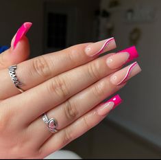 Nail Designs Hot Pink, Almond Acrylic Nails Designs, Pink Coffin, Unghie Sfumate, Pink Glitter Nails, Pink Gel Nails, Summery Nails, Girly Acrylic Nails, Color Making