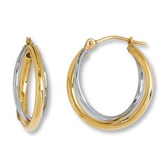 Hoops of 14K yellow and white gold define each of these stylish hoop earrings for her. These fine jewelry earrings are fastened with secure snap-lock backs. Fine Jewelry Earrings, Jewelry Advice, Jared The Galleria Of Jewelry, Diamond Guide, White Earrings, Fine Jewellery Earrings, Jewelry Earrings Hoops, Ear Jewelry, Gorgeous Earrings