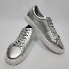 Marc Fisher Ltd Kelli Women Low Top Silver Leather Casual Fashion Sneakers Memory Foam Insole. Condition Is New. Length In Inches From Heel To Toe: Size 8m - 9½" Size 9m - 10" Please Check All Pictures If Something Is Not Clear First Ask Then Purchase. Epm Silver Synthetic Round Toe Sneakers, Silver Synthetic Sneakers, Silver Sneakers With Removable Insole, Silver Sneakers With Removable Insole And Round Toe, Silver Leather Flat Heel Sneakers, Silver Leather Sneakers With Flat Heel, White Slip On Sneakers, Slide On Sneakers, Fur Sneakers