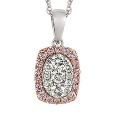 White & Rose Gold with Diamond & Pink Diamond Pendant Oval Diamond Pendant, Pink Diamond Wedding Rings, Halo Engagement Ring Wedding Band, Diamond Necklace Simple, Pink Diamonds, Gold Diamond Wedding Band, Heart Necklace Diamond, Simple Diamonds, Diamond Engagement Rings Vintage