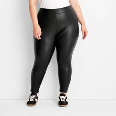 Head off to the club or enjoy weekend brunch in style with these High-Waisted Slim Fit Faux Leather Leggings from A New Day™. The faux-leather leggings feature a high-waisted design and ankle zipper closure to keep your style on point while making dressing quick and easy. The soft fabric construction with added spandex provides flexible comfort and the elastic waistband will give you a snug look. A New Day™: Style that goes wherever you do. Enjoy Weekend, Suede Leggings, Head Off, Ponte Leggings, Fabric Construction, Weekend Brunch, Faux Leather Fabric, Faux Leather Leggings, Bottom Clothes