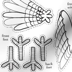 the instructions for how to make an origami bird with wings and tail shapes